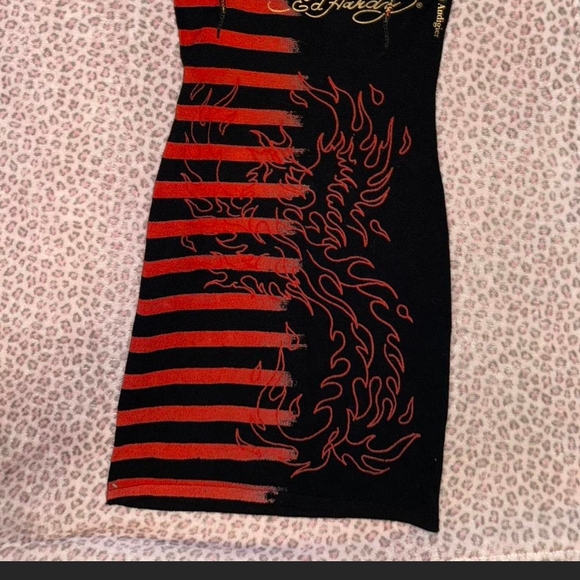 Ed Hardy Rhinestone Skull and Flames MISFIT Dress. S But Has Lots Of Stretch - Picture 5 of 7